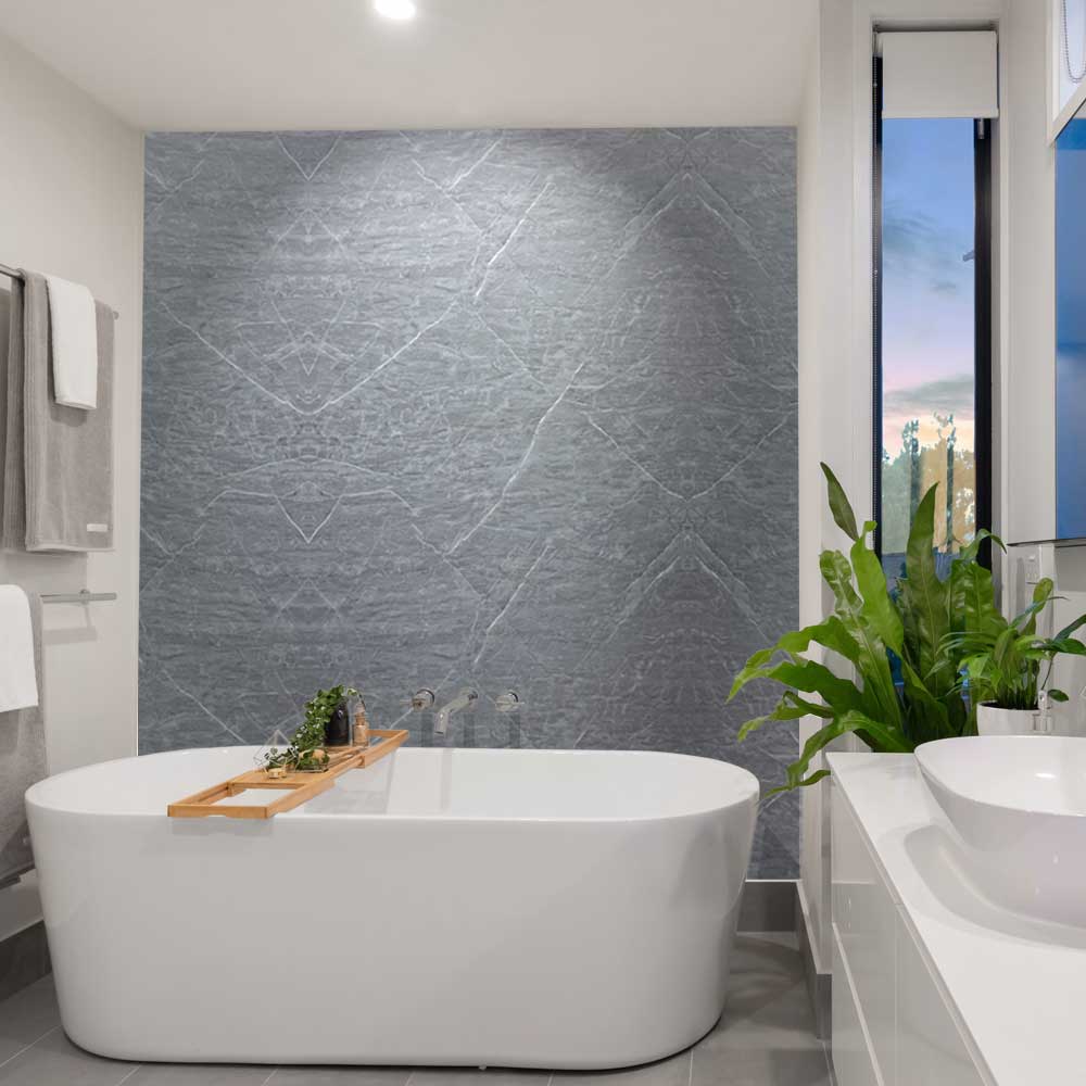 Lindos Light Grey Matt Shower Panel - Stone Style - Cladding Direct