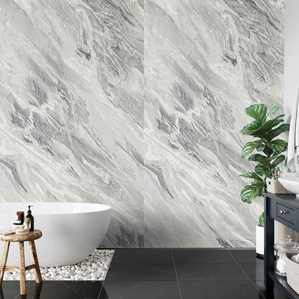 Apollo Grey Gloss Shower Panel - Marble Style - Cladding Direct