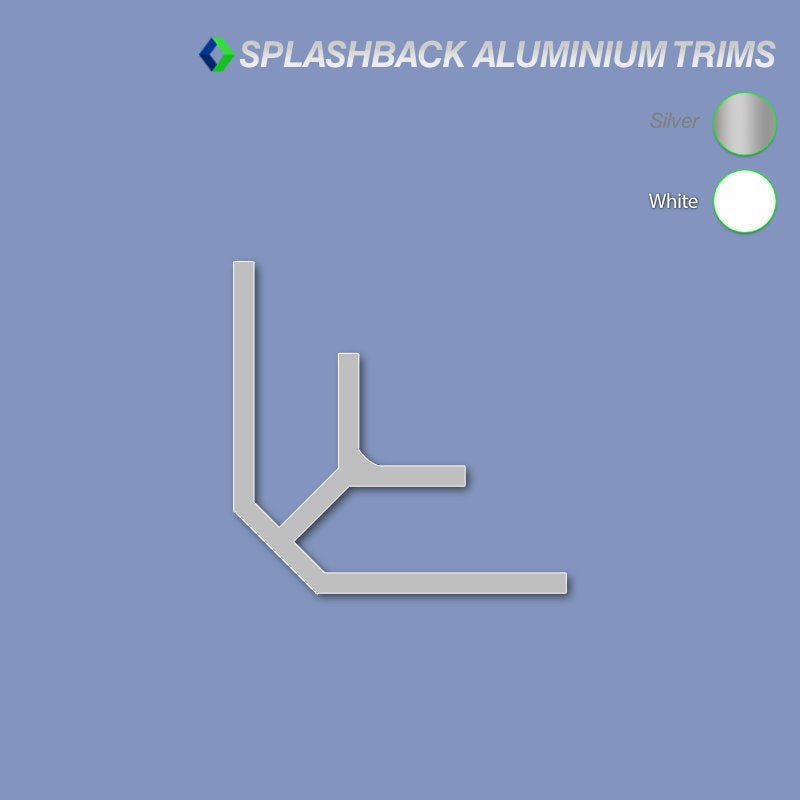 Kitchen Splashback Internal Corner Trim - 4.5mm - ALU Splashback Trim - Cladding Direct