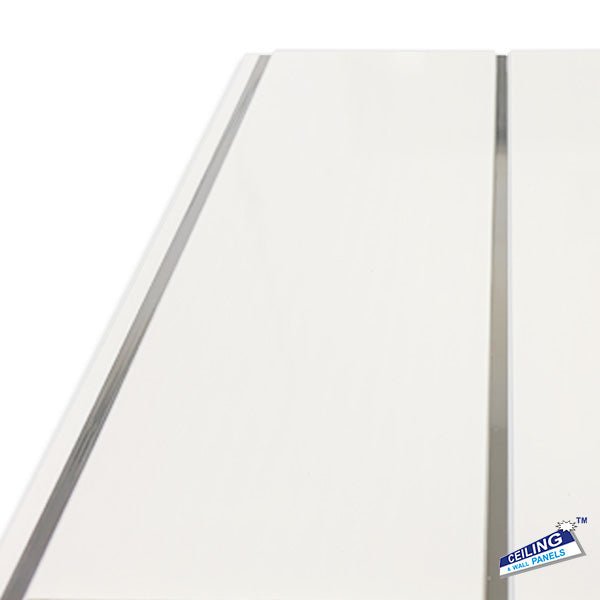White Silver 2 Strip Ceiling Panel - Urban Style - Cladding Direct